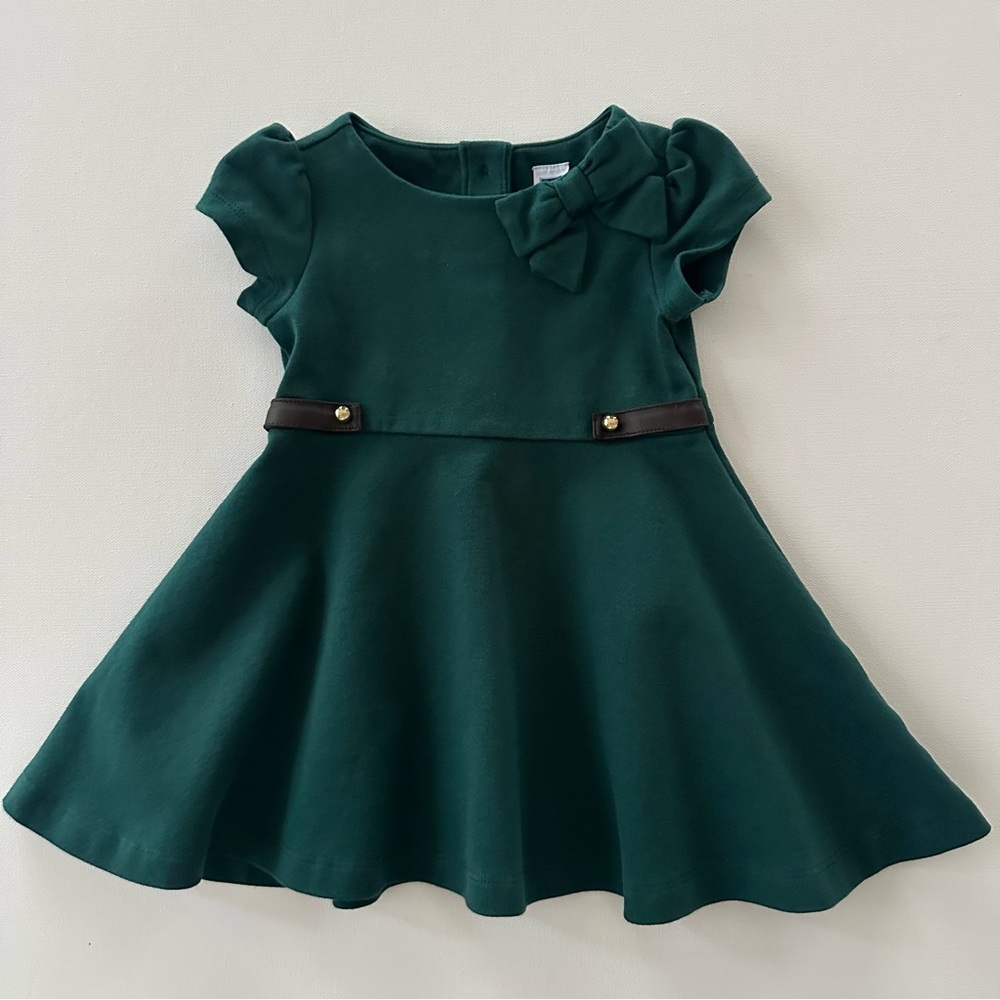Janie and Jack 6-12 Months Baby Girl Elegant Green Ponte Dress Bow Party